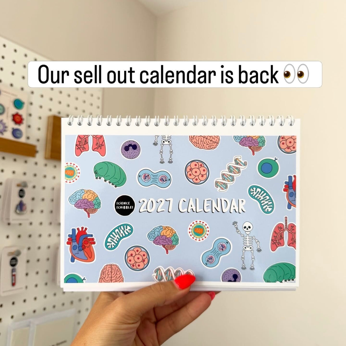 2027 biology A5 desktop calendar with colourful science illustrations