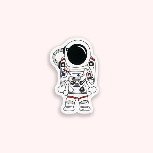 Astronaut colourful vinyl sticker on pink background