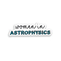 Sticker with 'women in Astrophysics' text on a white background