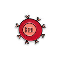 B cell pink enamel pin badge on white background