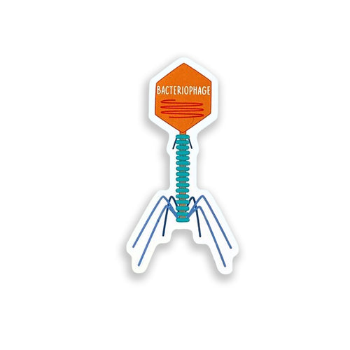 Bacteriophage colourful vinyl sticker on white background