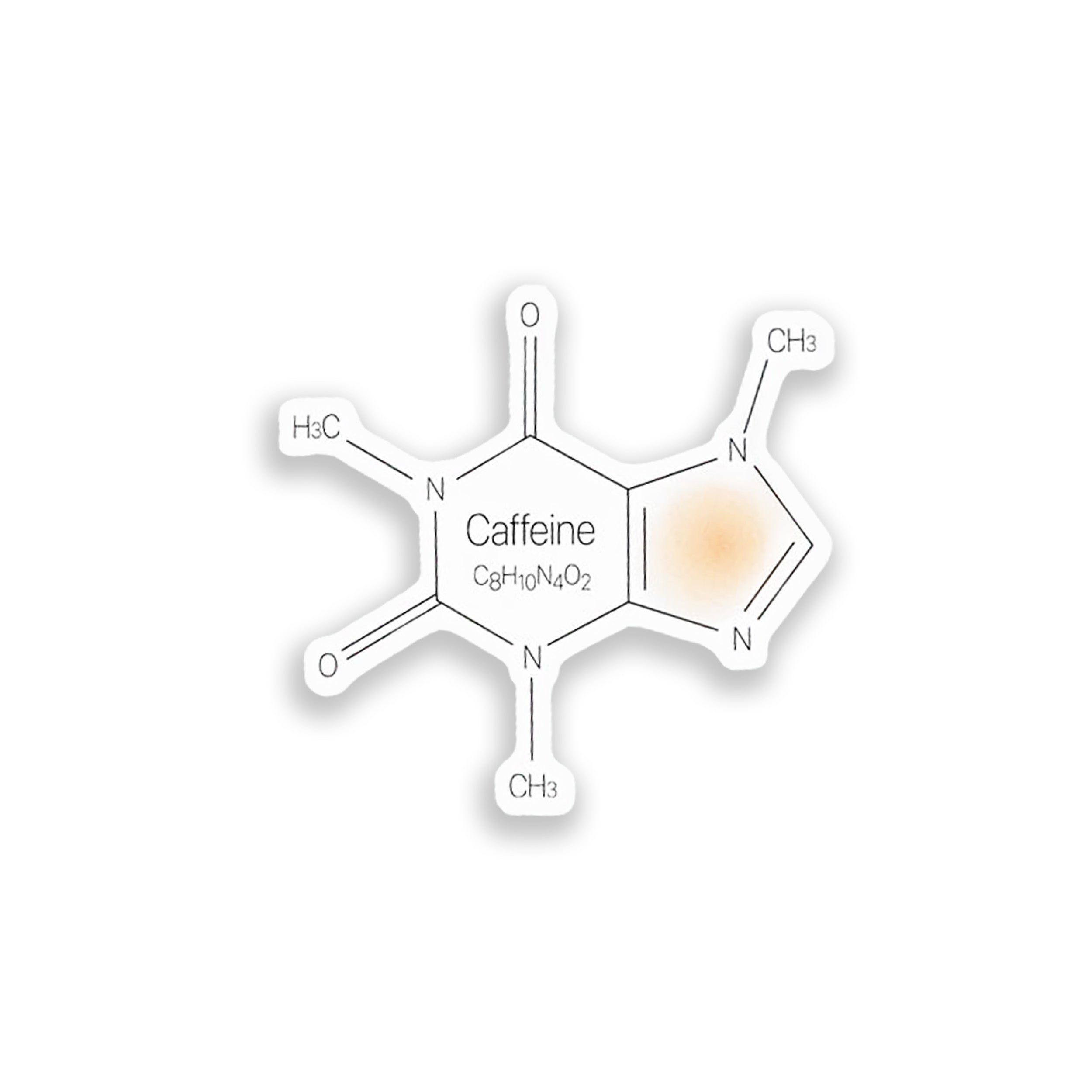 Molecular structure of caffeine on a white background