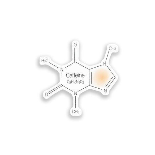 Molecular structure of caffeine on a white background