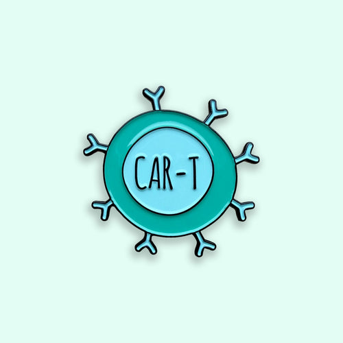 Illustration of a CAR-T cell on a light green background