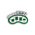 Chloroplast white and green enamel pin badge on white background