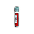 Citrate light blue top blood tube enamel pin badge on white background