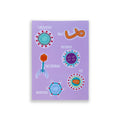 Virology A6 print with colourful illustrated viruses on white background
