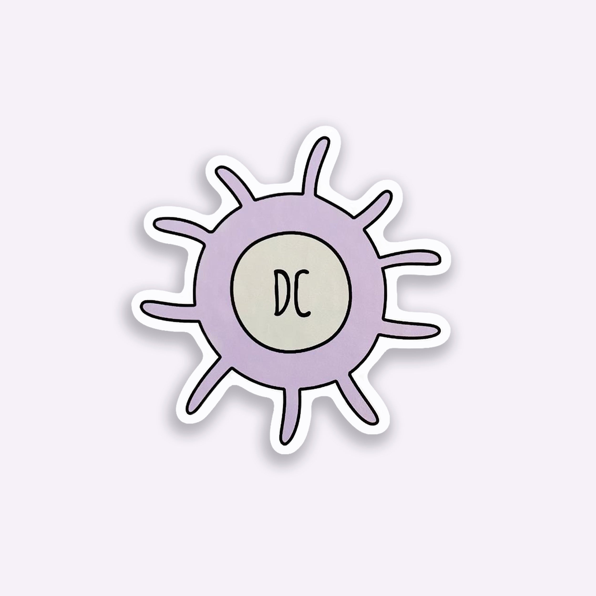 Dendritic cell colourful vinyl sticker on purple background