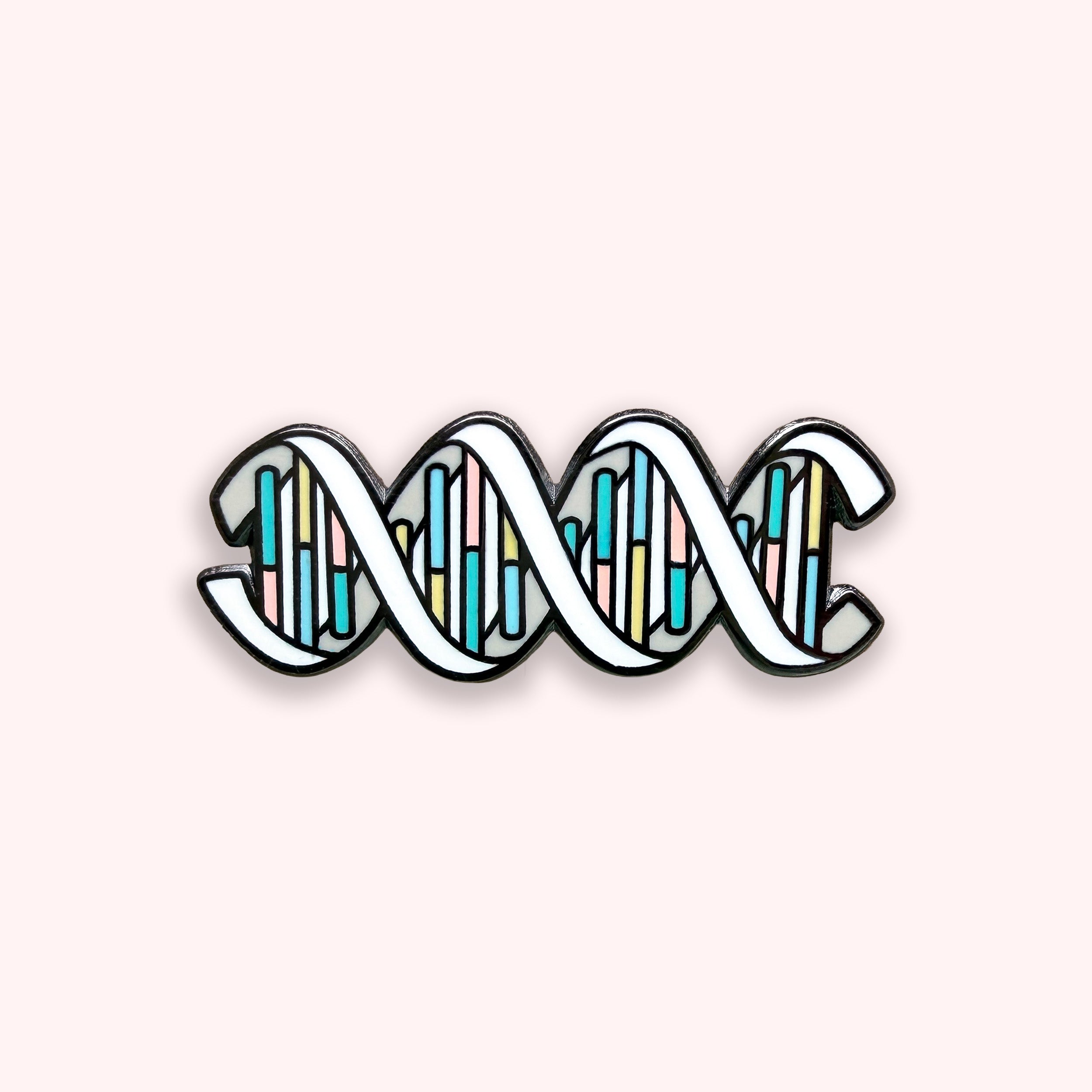 Colorful DNA double helix on a pink background