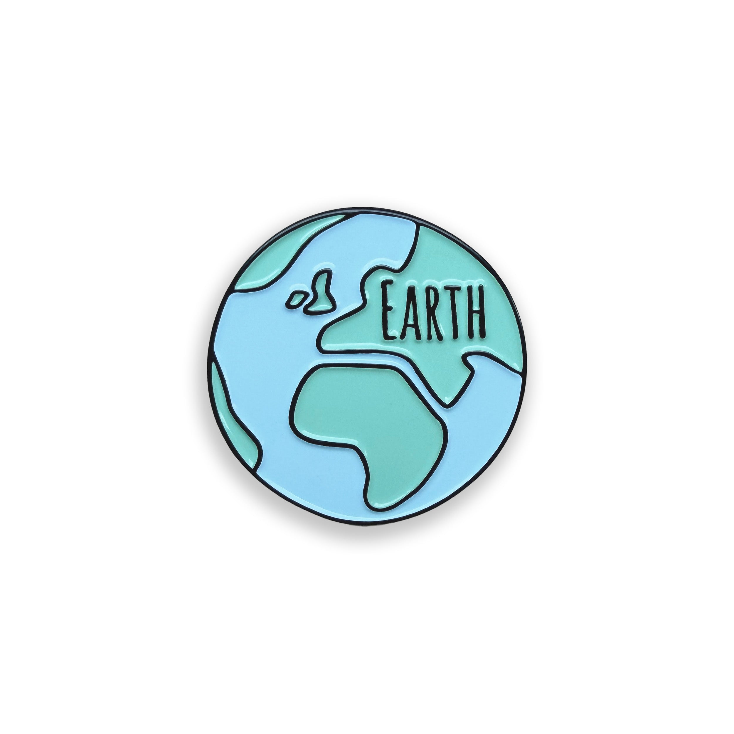 Earth blue and green enamel pin badge on white background