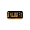 Engineer enamel pin badge on white background