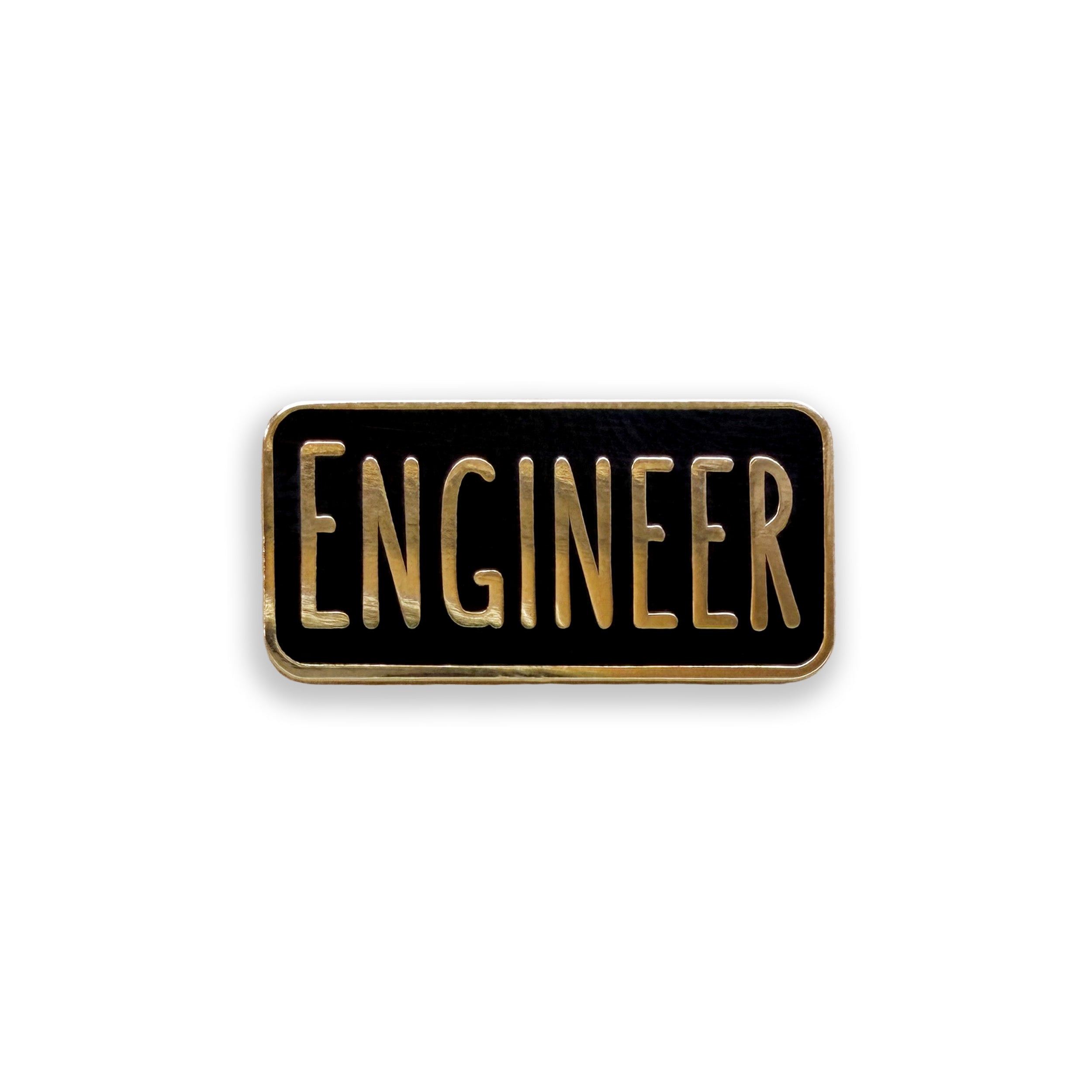 Engineer enamel pin badge on white background