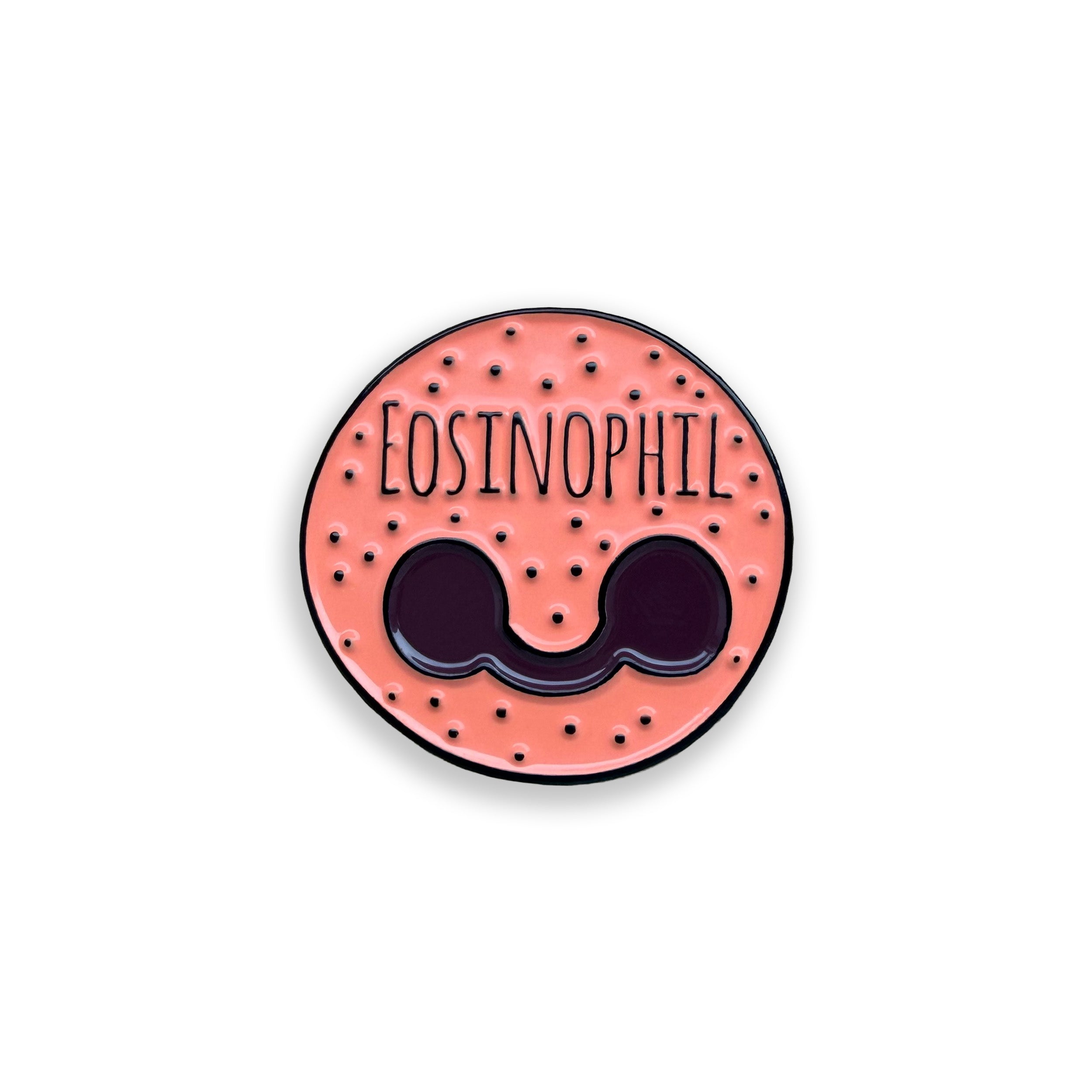 Pin with 'Eosinophil' text on a pink background