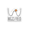 Higgs field colourful vinyl sticker on a yellow background