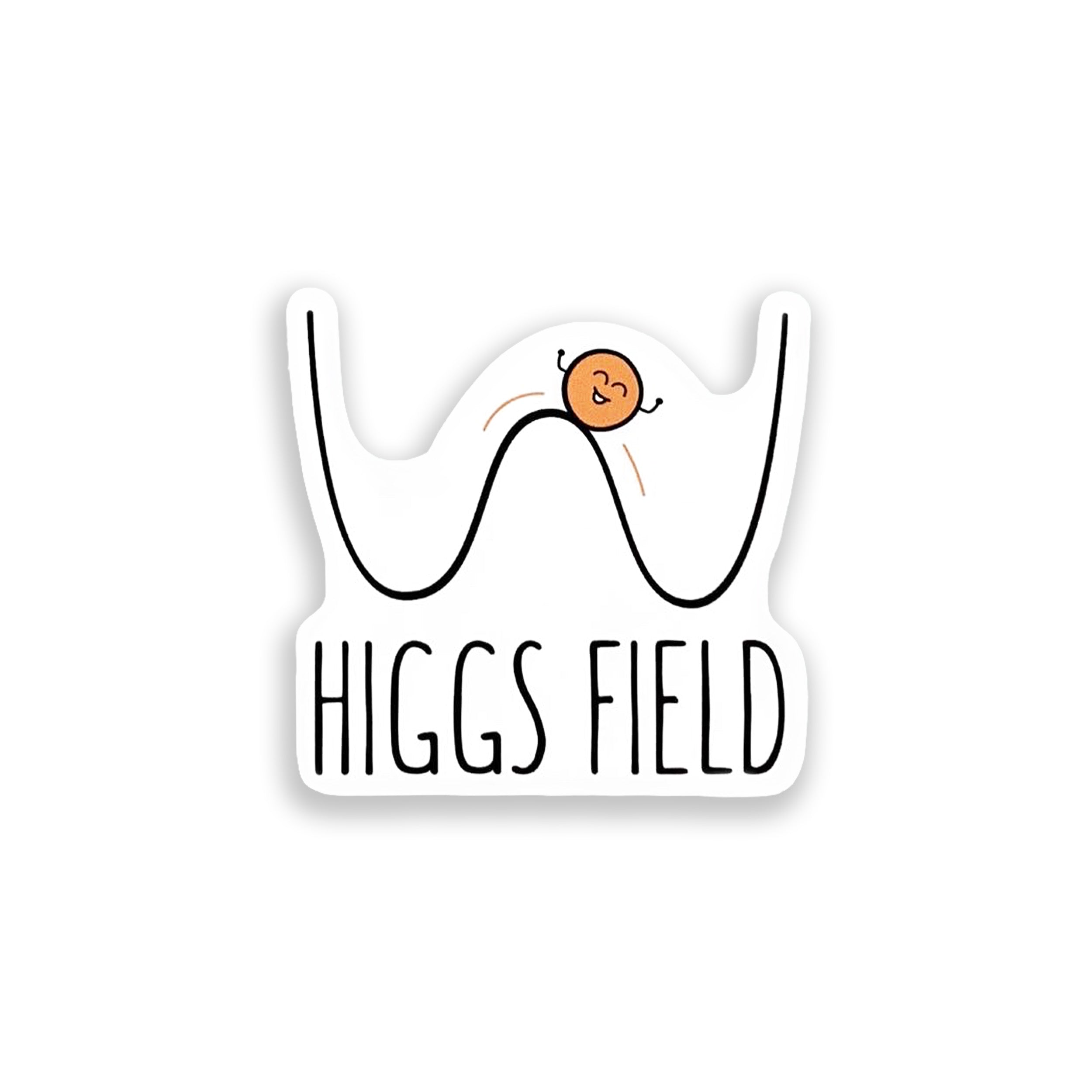 Higgs field colourful vinyl sticker on a yellow background