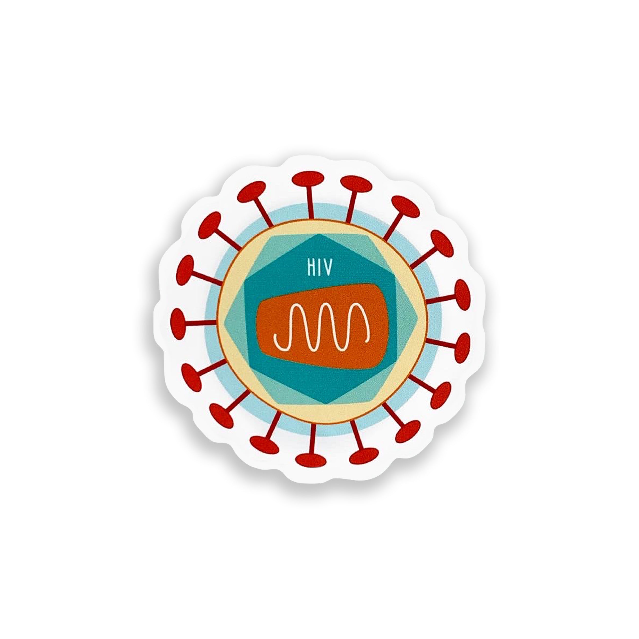 Illustration of an HIV virus on a white background
