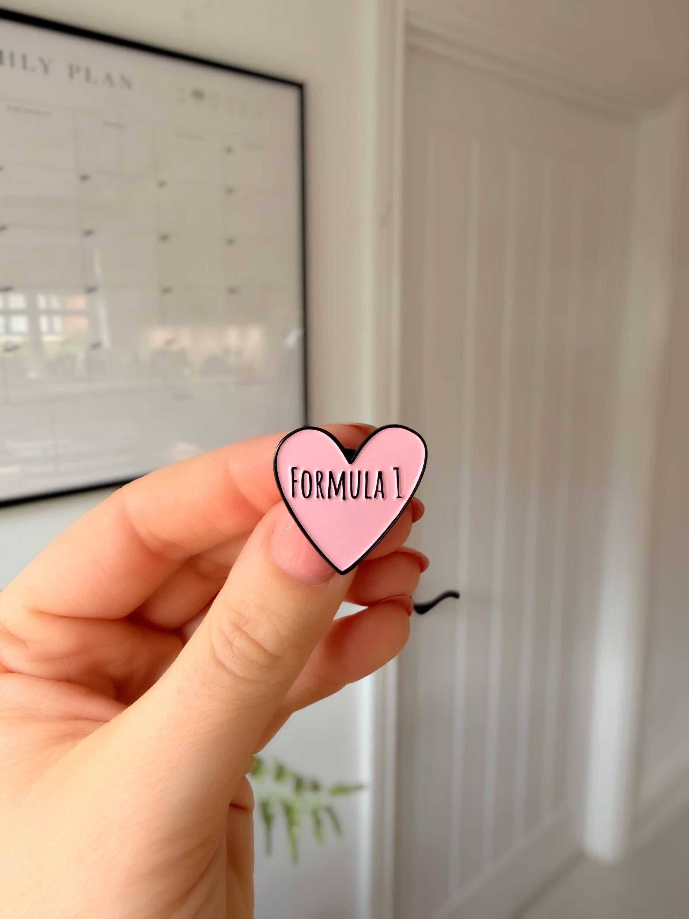 F1 Heart Enamel Pin, Love F1, Formula 1 Gift