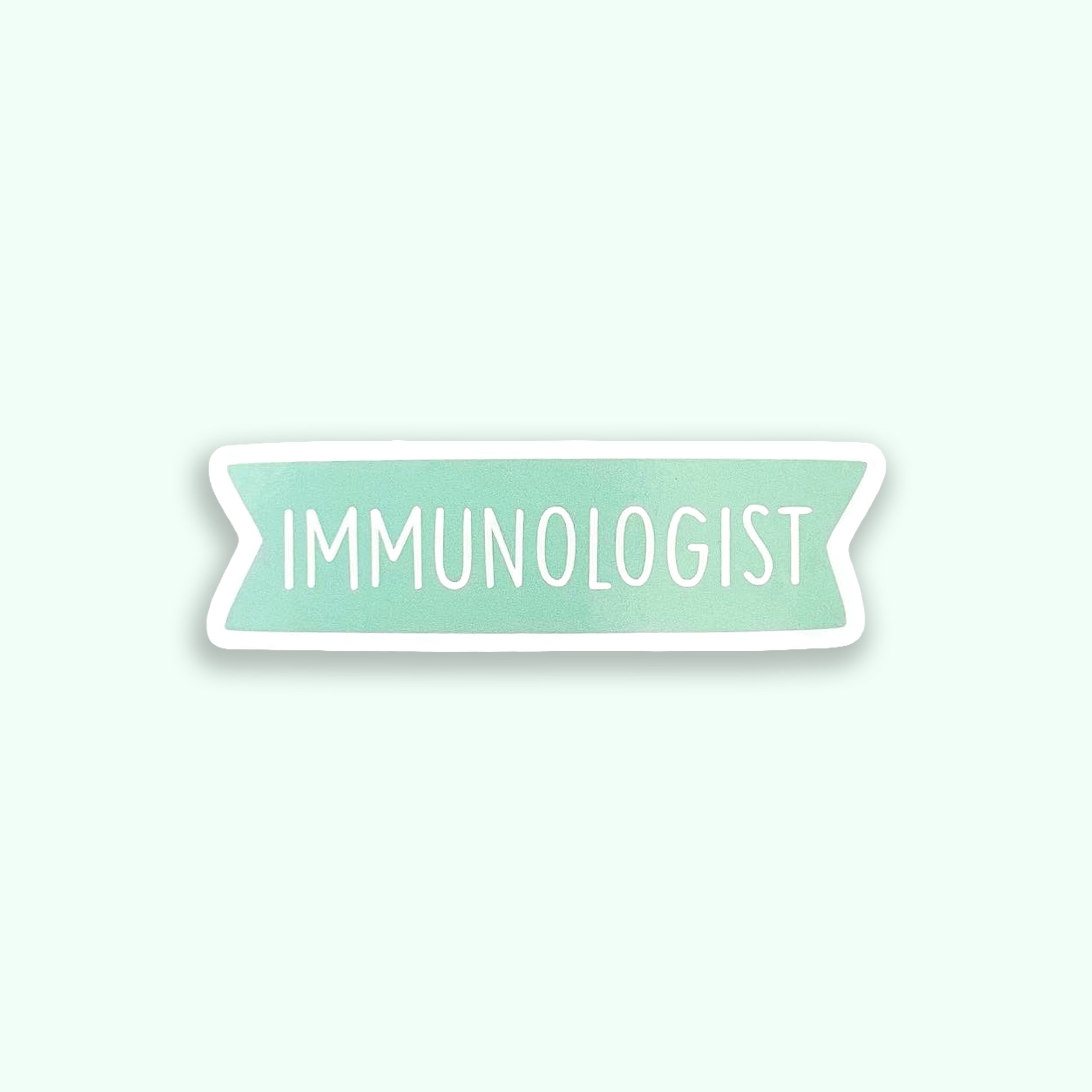 Mint green banner with 'IMMUNOLOGIST' text on a green background