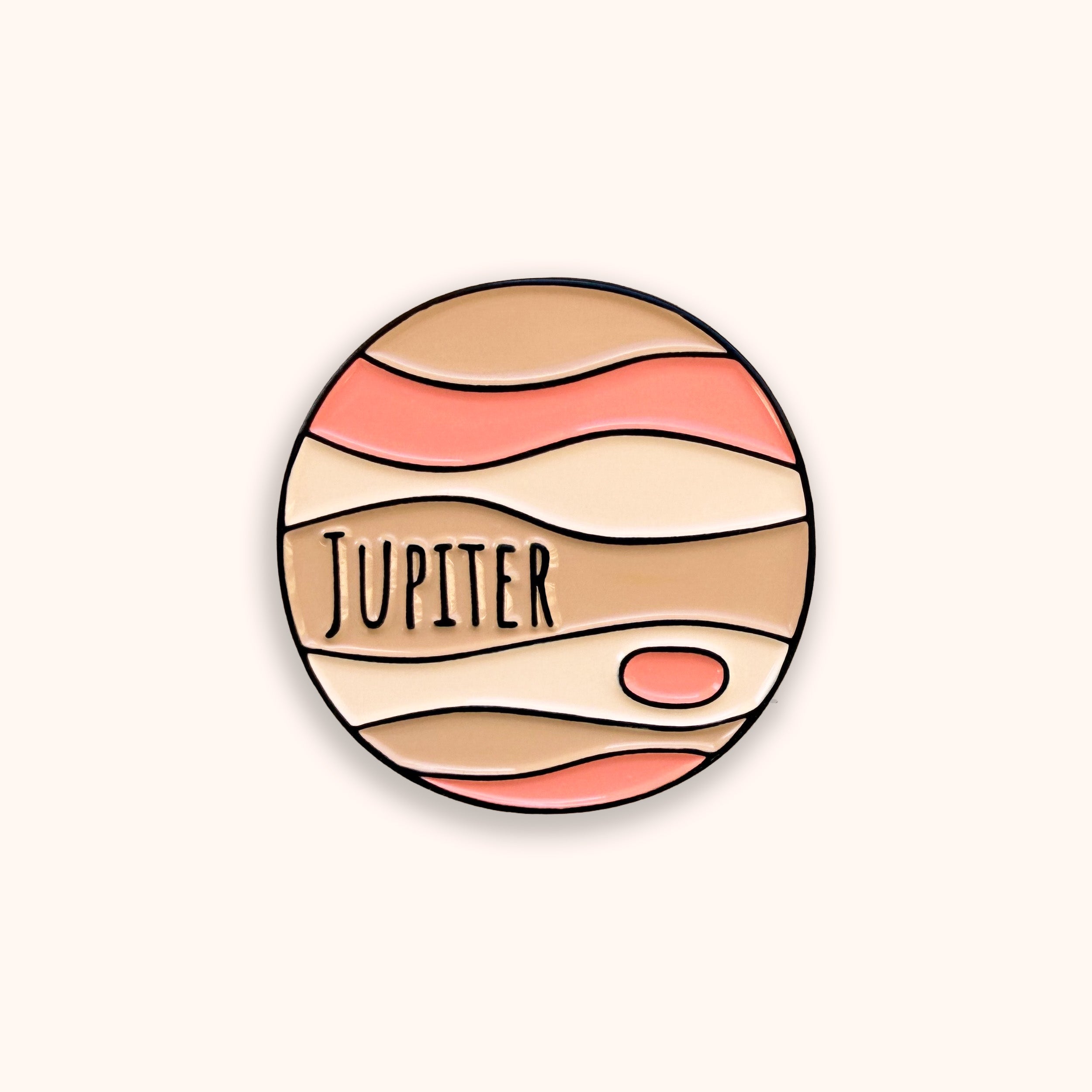 Jupiter enamel pin badge on orange background