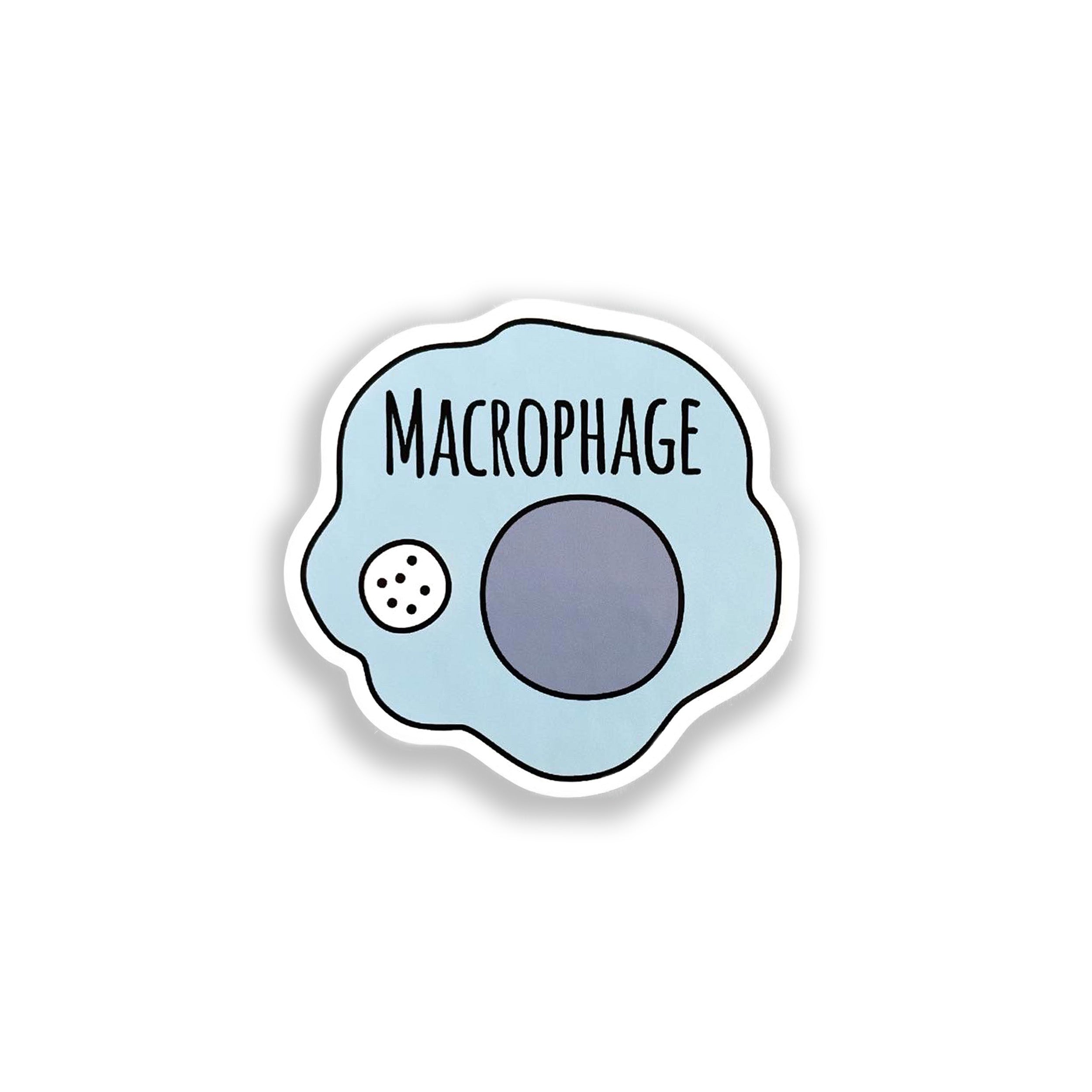 Sticker with the word 'Macrophage' on a white background