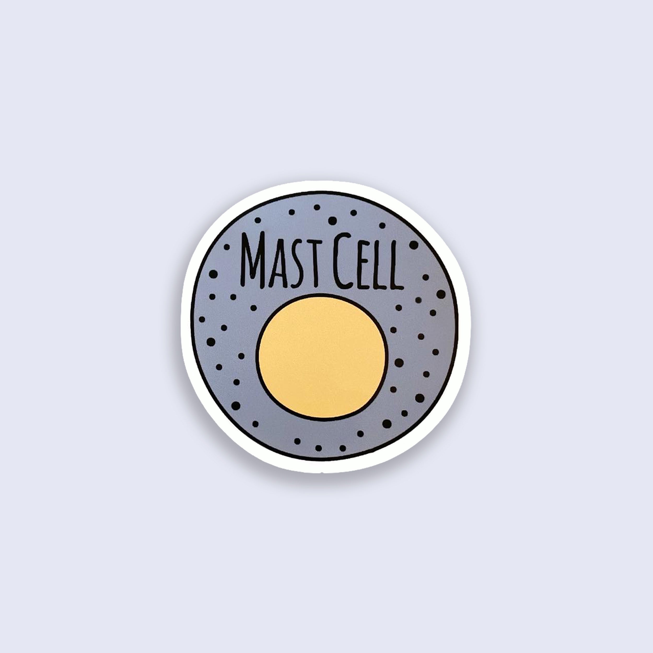 Mast cell colourful vinyl sticker on blue background