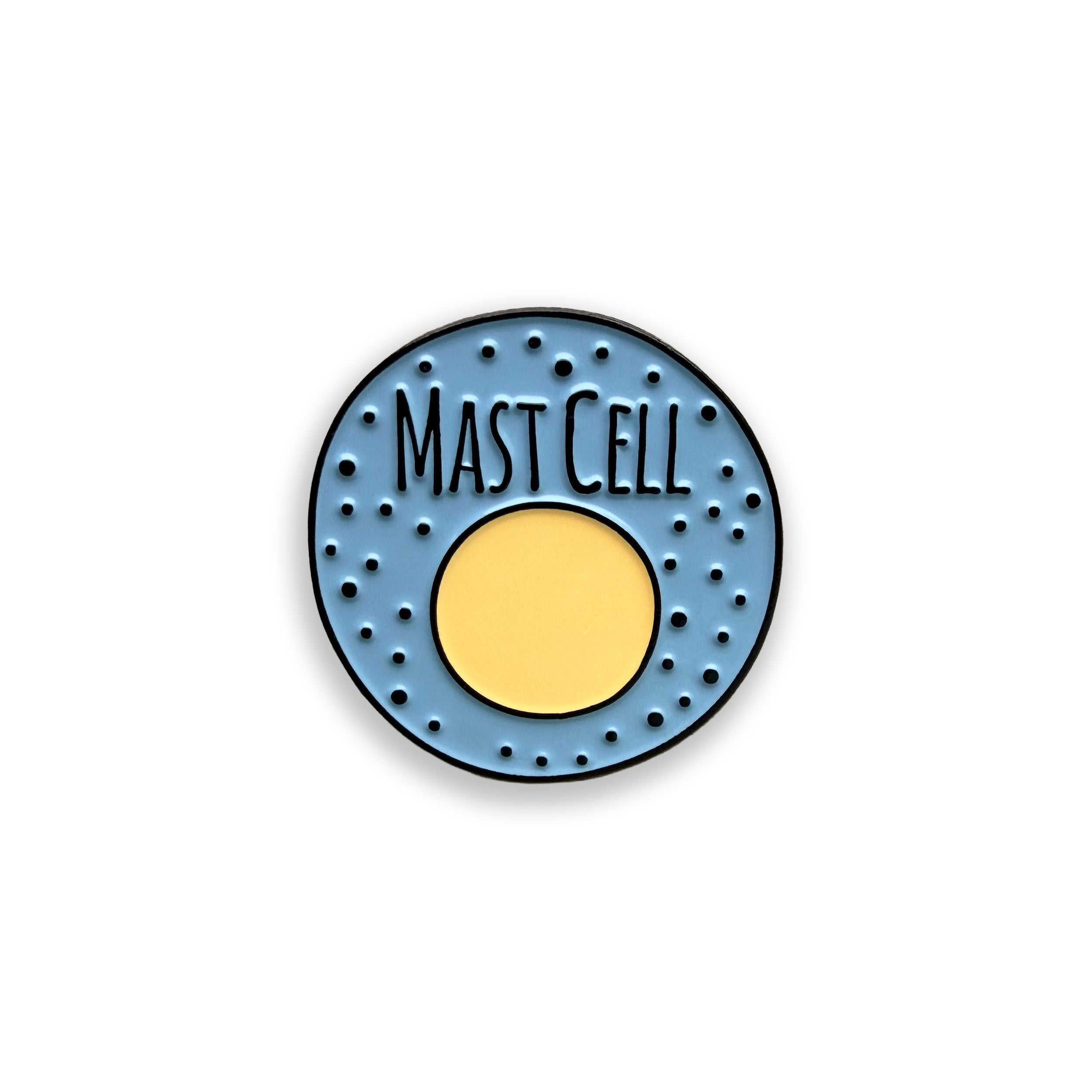 Circular badge with 'Mast Cell' text on a blue background