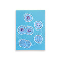 Mitosis A6 print with colourful illustrated stages of cell division on white background