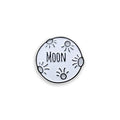 Moon white and grey enamel pin badge on white background
