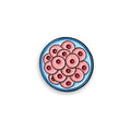 Morula pink and blue enamel pin badge on white background