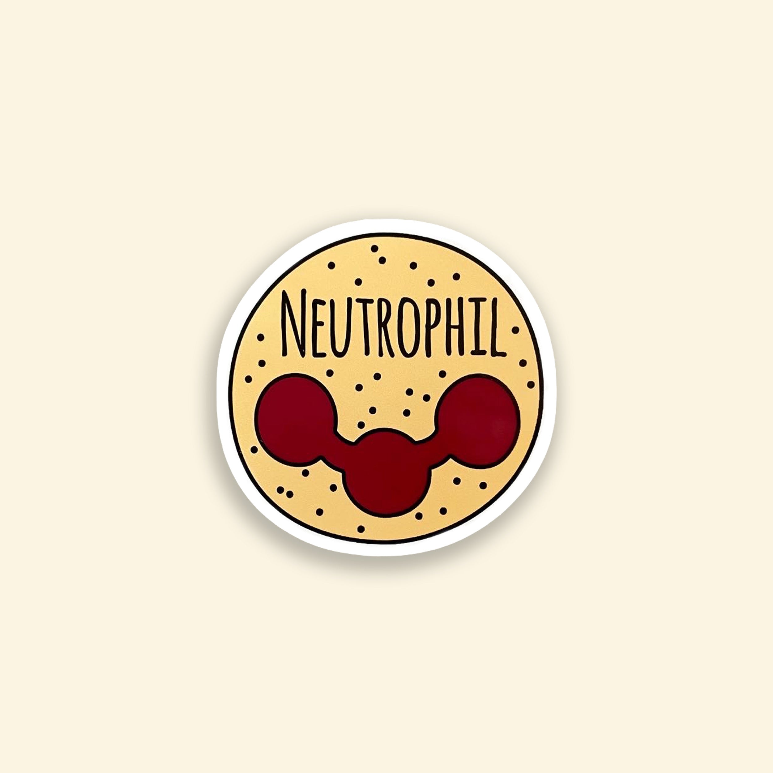 Neutrophil cell vinyl sticker on yellow background