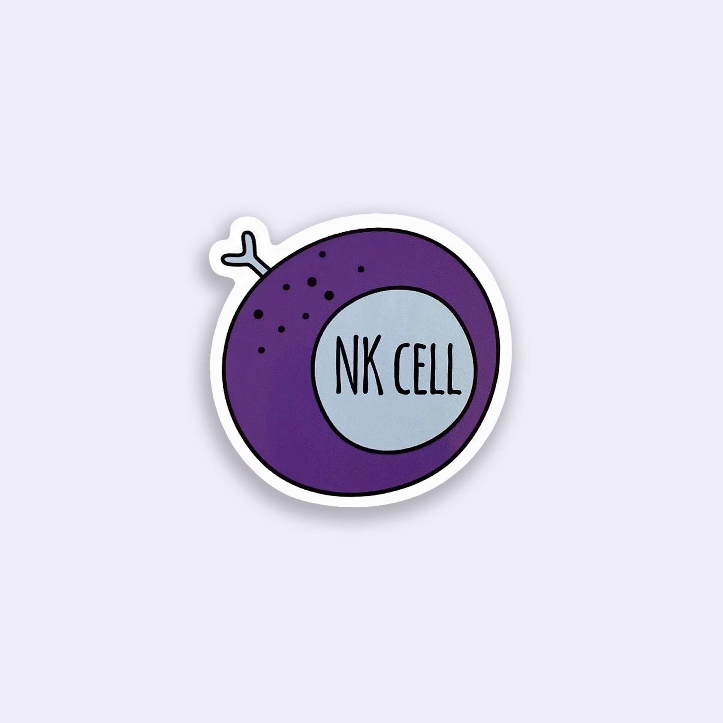 NK cell colourful vinyl sticker on purple background