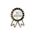 Pin with 'No. 1 Scientist' text on a white background