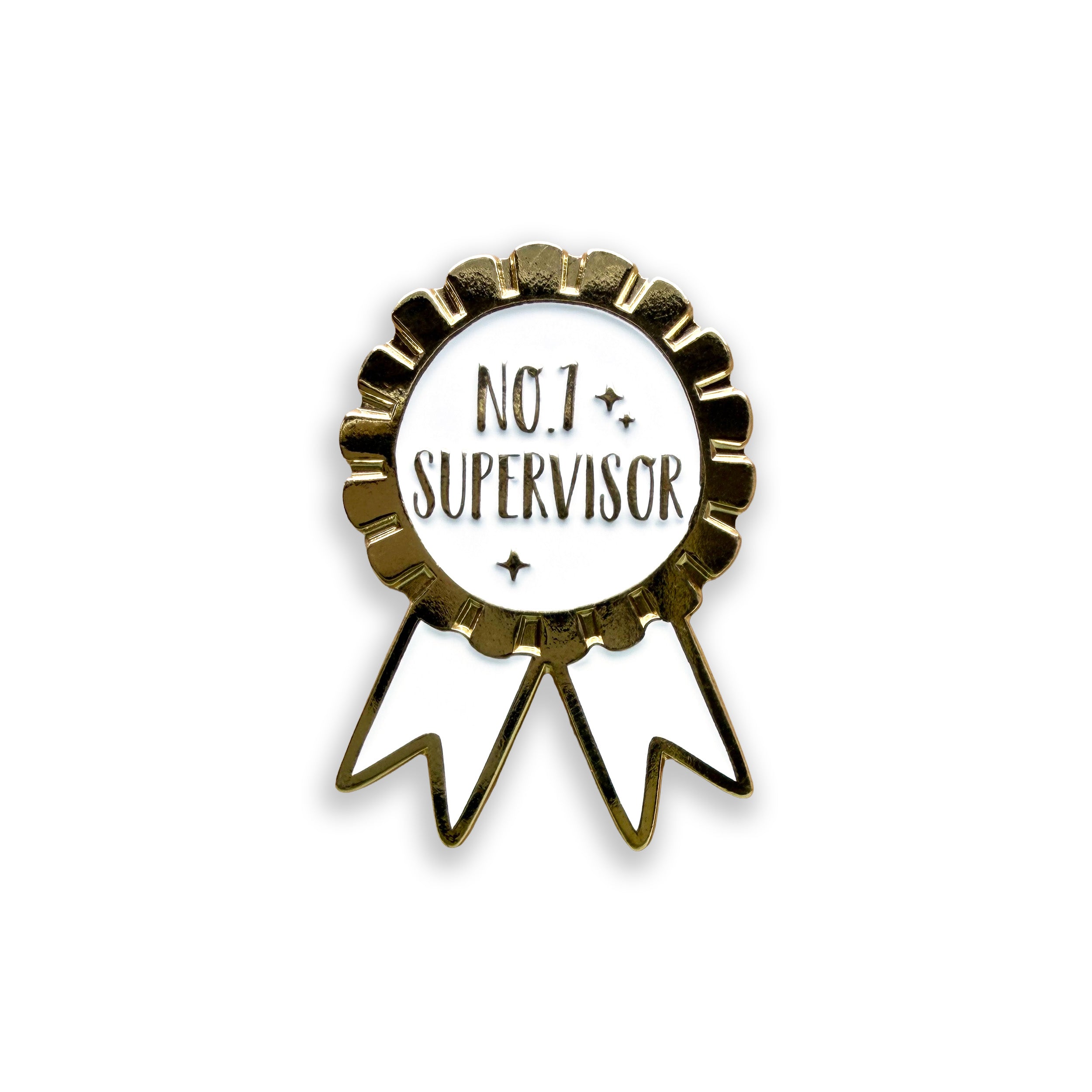 Gold and white badge with 'No. 1 Supervisor' text on a white background