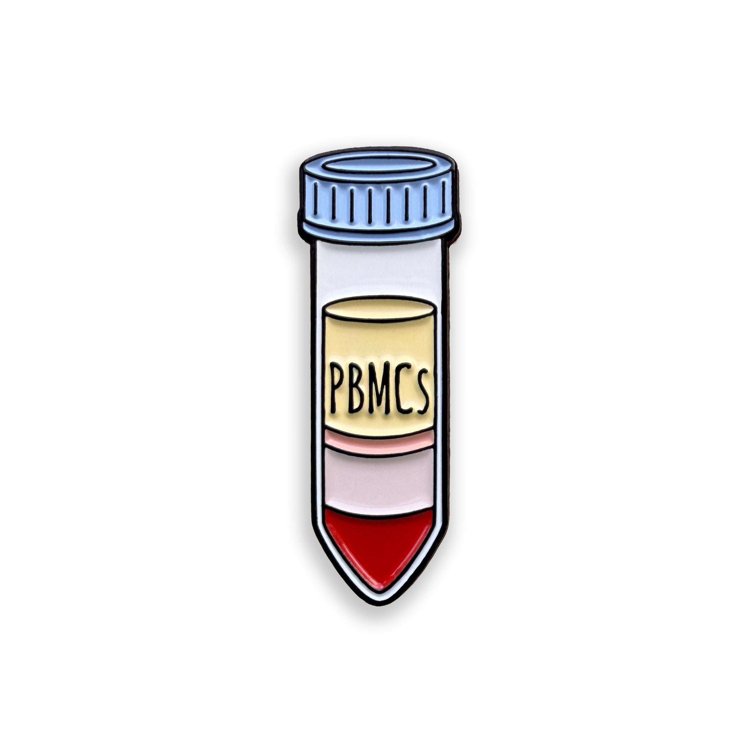 Test tube with 'PBMCs' label on a white background