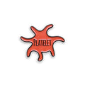 Platelet enamel pin badge on white background