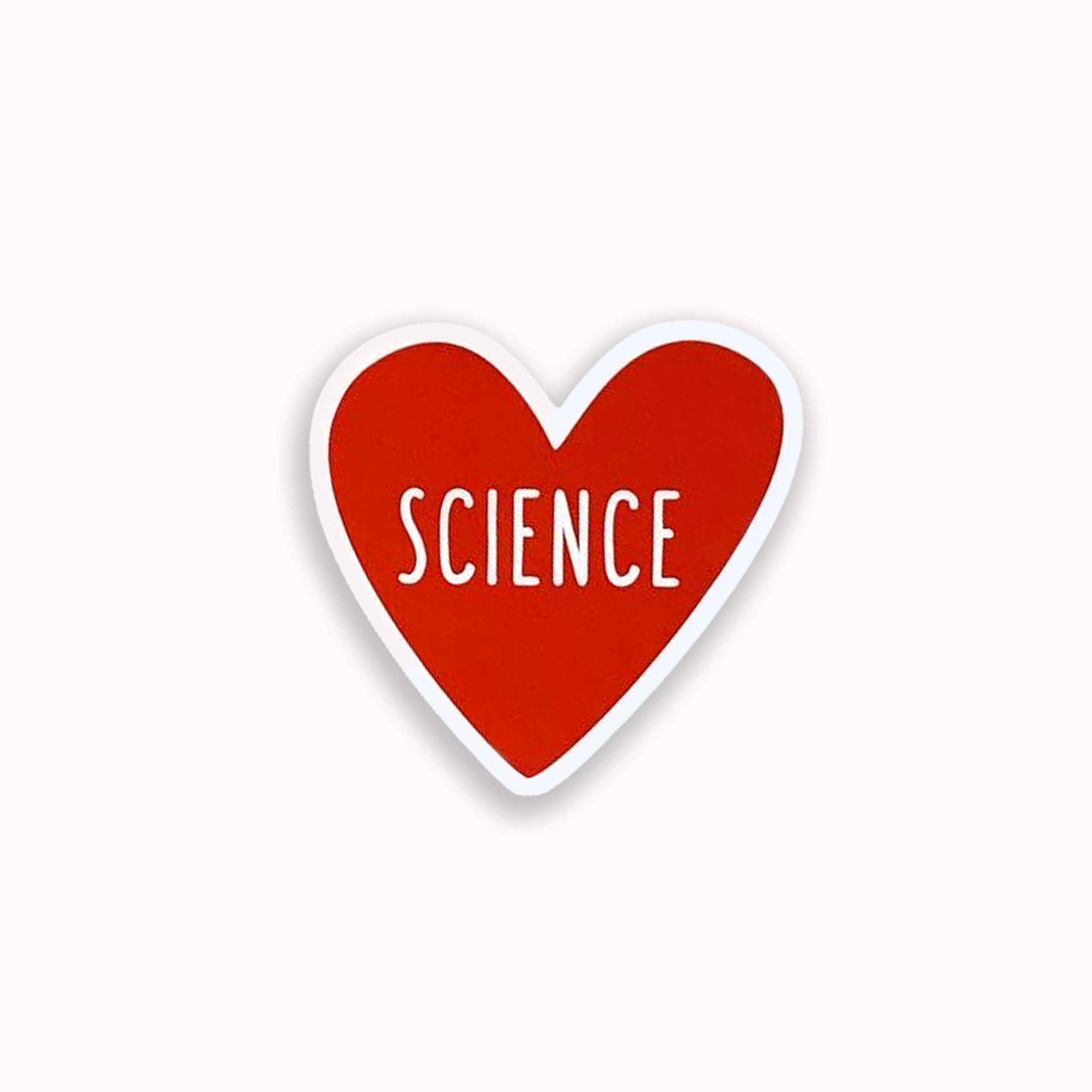 Science heart vinyl sticker on pink background
