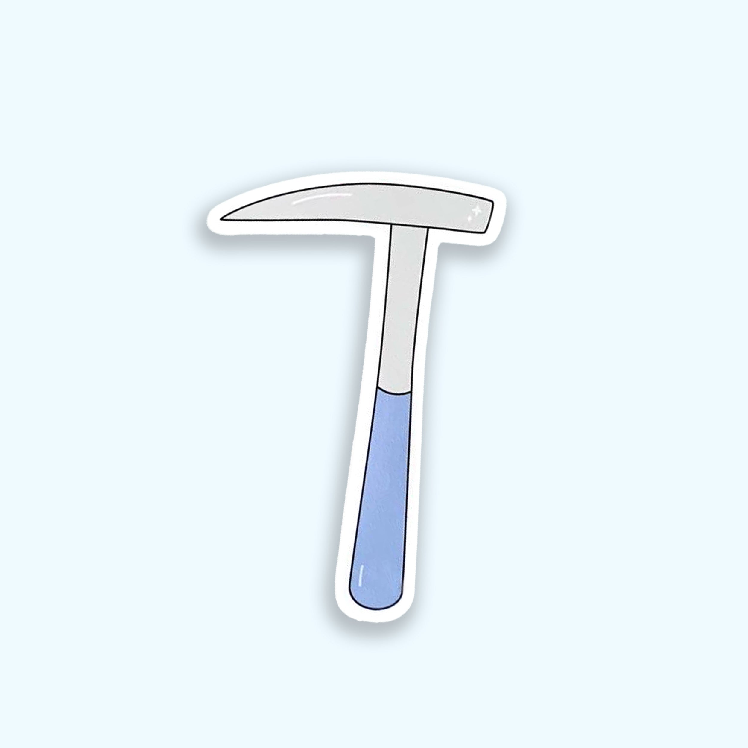 Rock hammer colourful vinyl sticker on blue background