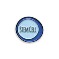 Stem cell purple and blue enamel pin badge on white background