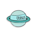 Uranus teal enamel pin badge on white background