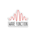 Sticker with red wave design and 'WAVE FUNCTION' text on a white background