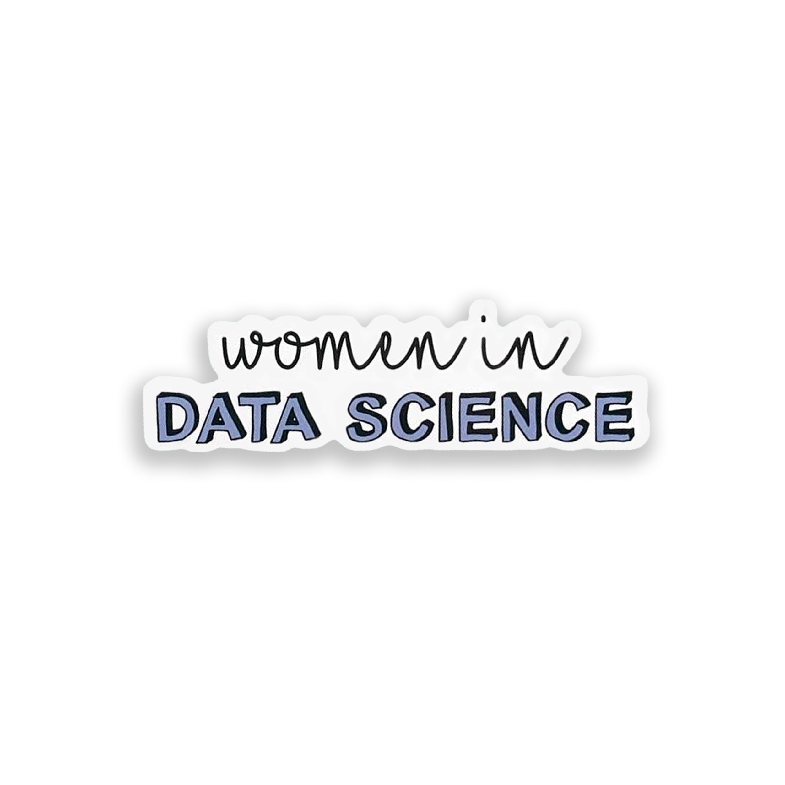 Women in Data Science colourful vinyl sticker on white background